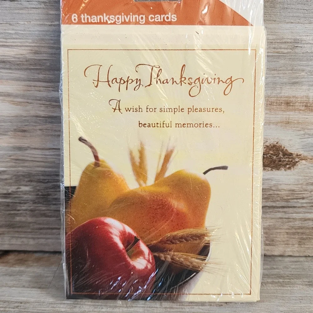 Carlton Cards Thanksgiving Greeting Cards 6 Count Harvest Fruit Wheat Still Life